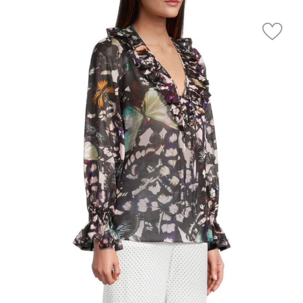 Like New Ungaro butterfly ruffled cotton top size M